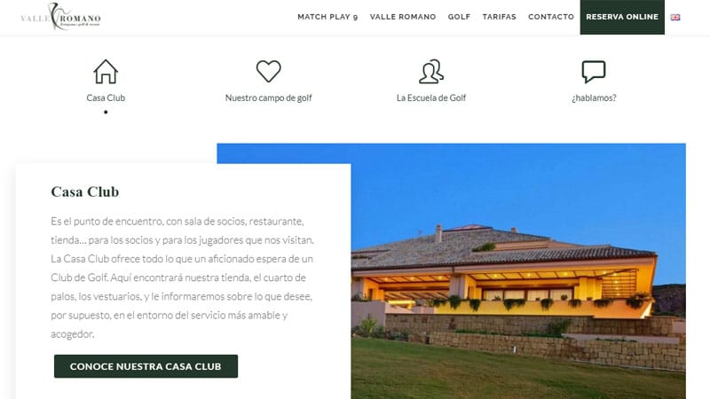 diseño web campo de golf en estepona cliente valle romano